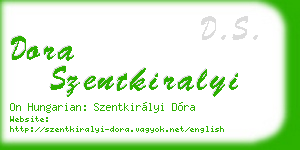 dora szentkiralyi business card